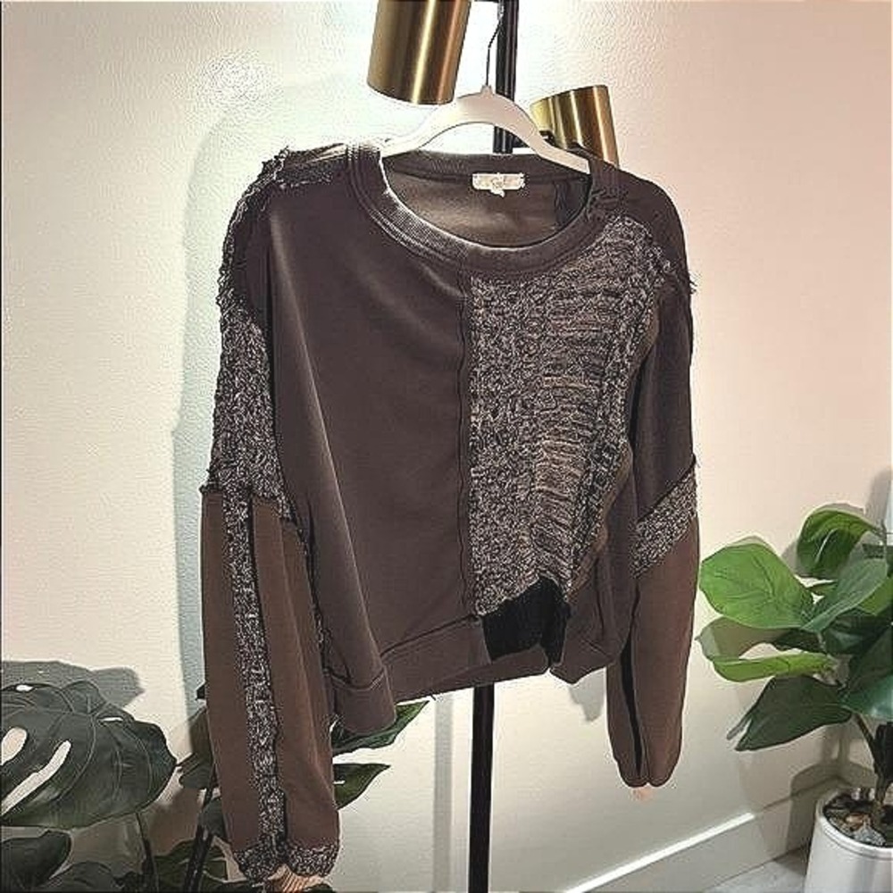 Easel patchwork black‎ gray one of a kind streetwear wearable art Sweatshirt Med